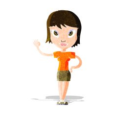 Cartoon Woman Waving N92