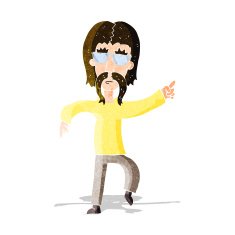 cartoon hippie man wearing glasses N3