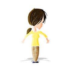 cartoon woman shrugging shoulders N139