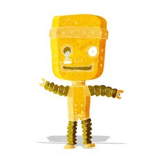 cartoon funny gold robot N2