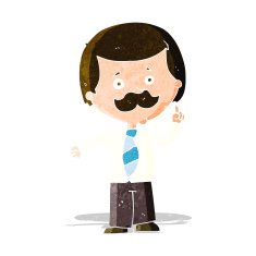 cartoon newsreader man with idea N3