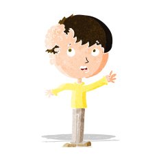 cartoon boy with growth on head N11