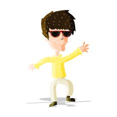 cartoon waving cool guy N2