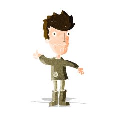 cartoon worried man giving thumbs up symbol N2