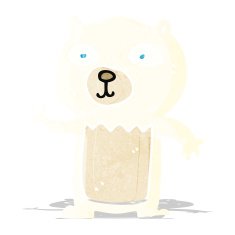 cartoon waving polar bear cub N8