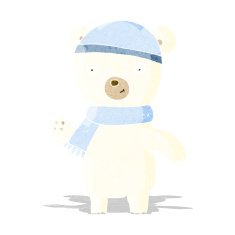 cartoon waving polar bear N12