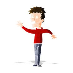 cartoon happy boy waving N6