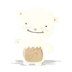 cartoon waving polar bear cub N9