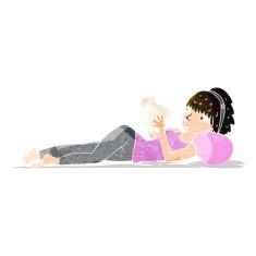 cartoon pretty woman reading book N2