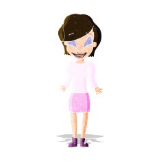 cartoon happy woman shrugging shoulders N4