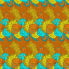 Pattern with ornamental lace flowers and leaves