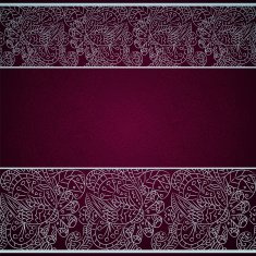 Card with silver floral ornament on red background
