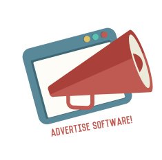 Advertise software symbol on white background