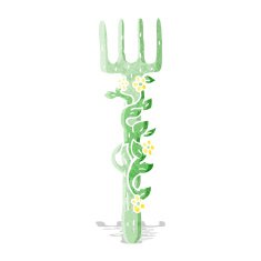 cartoon ornate wooden fork N3
