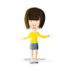 cartoon woman shrugging shoulders N140