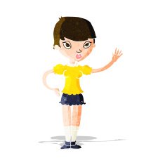 Cartoon Woman Waving N94