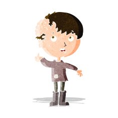 cartoon boy with growth on head N12