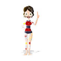 cartoon woman covered in tattoos N3