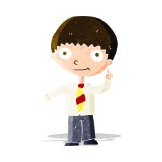 cartoon school boy with idea N12