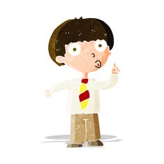 cartoon school boy with question N11