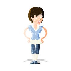 cartoon tough woman with hands on hips N3