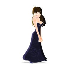 cartoon pretty woman in dress N15