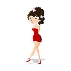 cartoon woman posing in dress N10