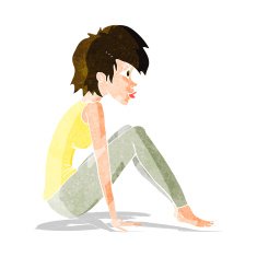 cartoon woman sitting N6