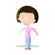 cartoon woman shrugging shoulders N143