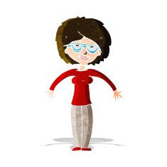 cartoon woman shrugging shoulders N144