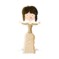 cartoon worried victorian woman N3