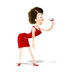 cartoon woman with drink N3
