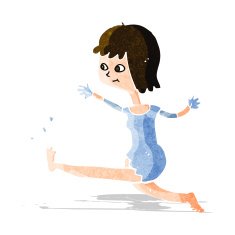 cartoon happy woman kicking N3