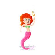 cartoon mermaid and fish hook N3