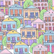 Hand drawn houses Seamless pattern