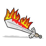 cartoon flaming sword N11