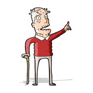 cartoon old man with walking stick N5