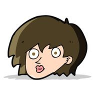 cartoon surprised female face N19