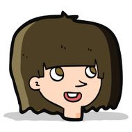 cartoon happy female face N56