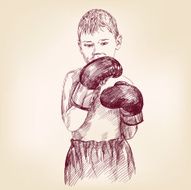 boy boxer - hand drawn vector llustration realistic sketch