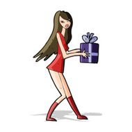cartoon fashion girl with present N4