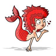 cartoon mermaid blowing a kiss N3
