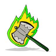 cartoon flaming axe N4