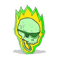 cartoon flaming pirate skull N5