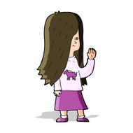 cartoon girl with pony shirt waving N4