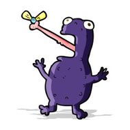 cartoon poisonous frog catching fly N3