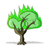 cartoon spooky burning tree N2