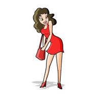 cartoon woman looking in handbag N3
