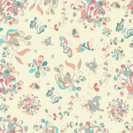 Doodle bright flowers seamless pattern