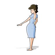 cartoon pretty woman looking at nails N3